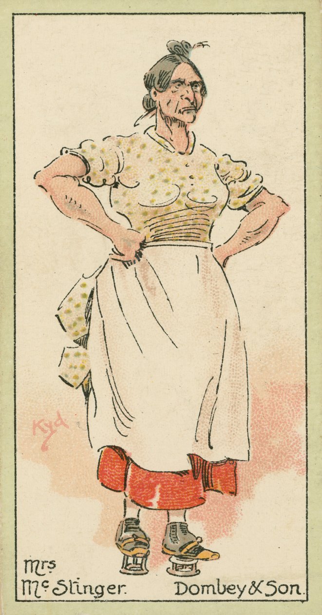 Mrs McStinger, Dombey  Son (kleurenlitho) door Joseph Clayton (1856-1937) (after) Clarke