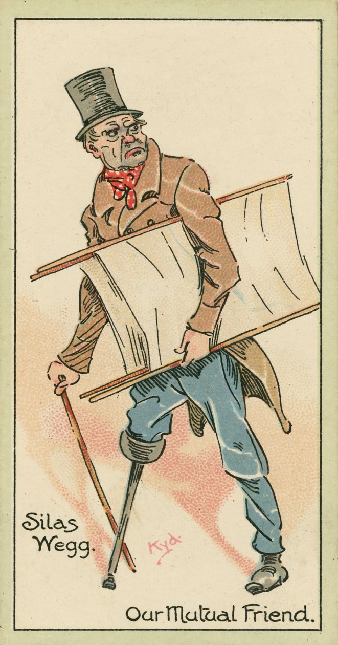 Silas Wegg, Onze wederzijdse vriend (kleurenlitho) door Joseph Clayton (1856-1937) (after) Clarke
