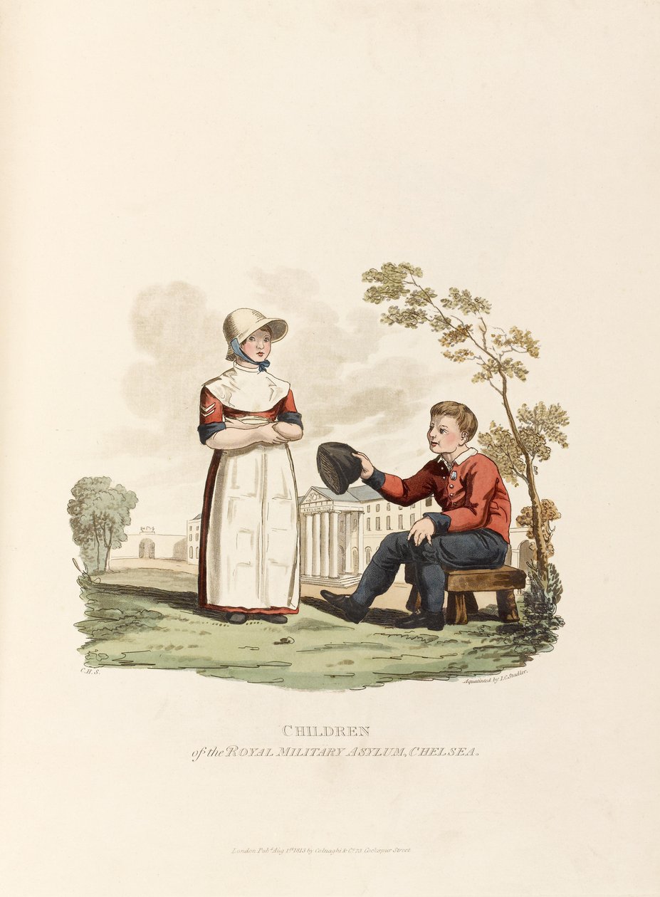 Kinderen van het Koninklijk Militair Asiel, Chelsea, 1813 door Joseph Constantine Stadler