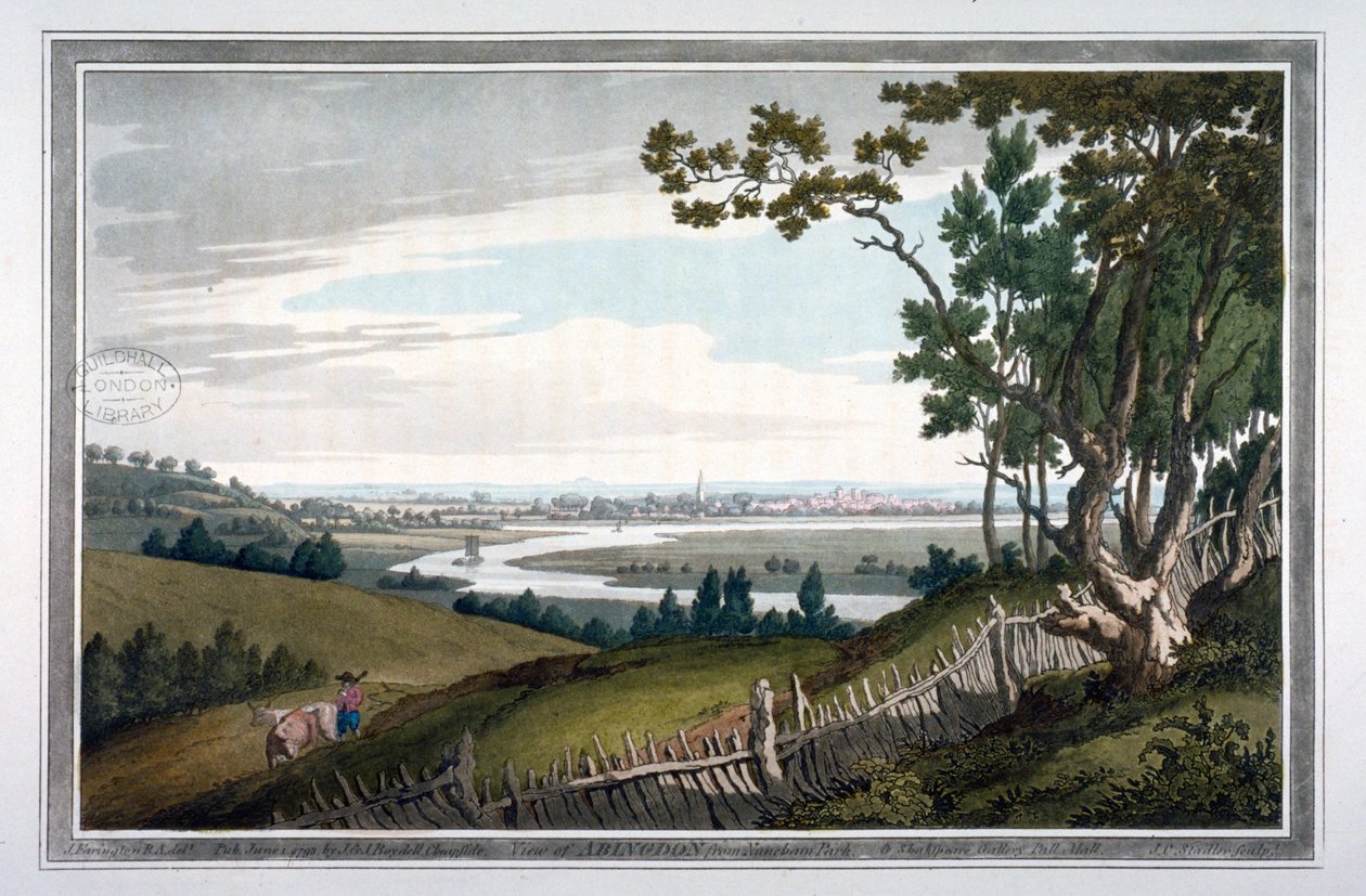 Uitzicht op Abingdon vanuit Nuneham Park, Berkshire door Joseph Constantine Stadler