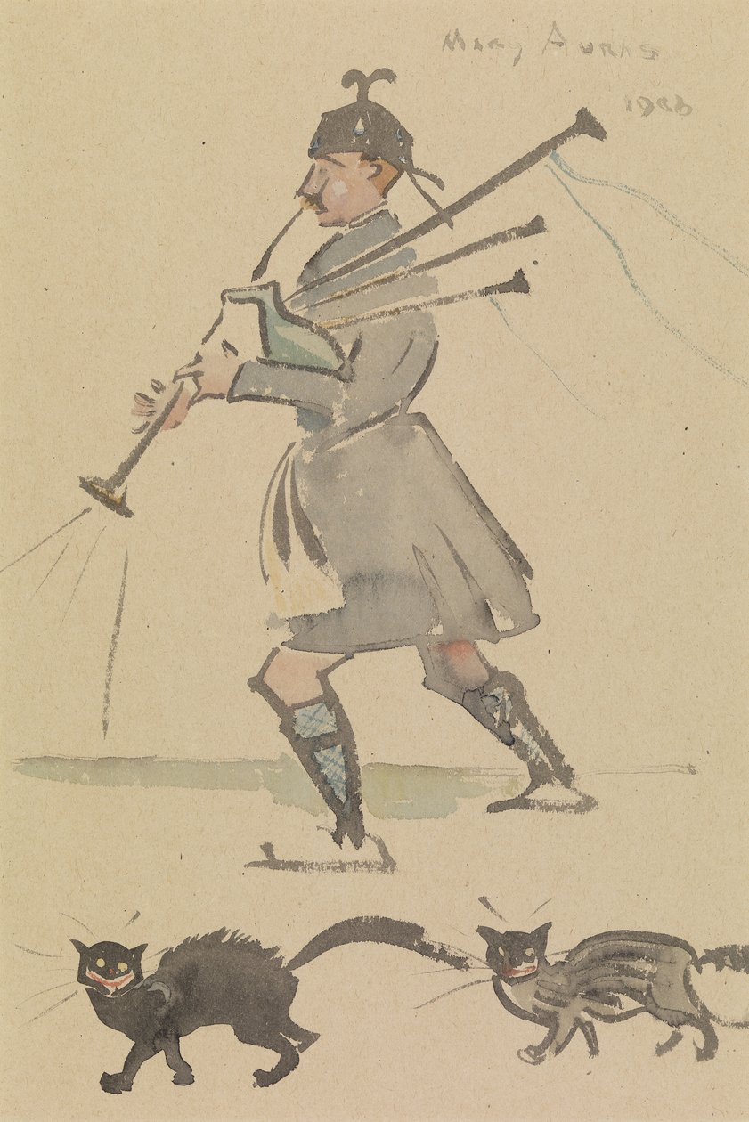 Schot die Doedelzak speelt door Joseph Crawhall