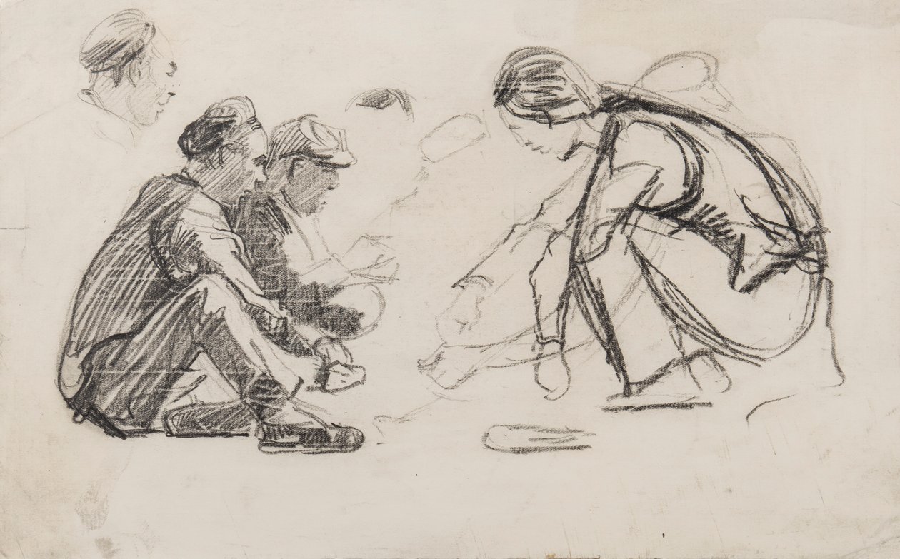 Zittende figuren door Joseph Crawhall