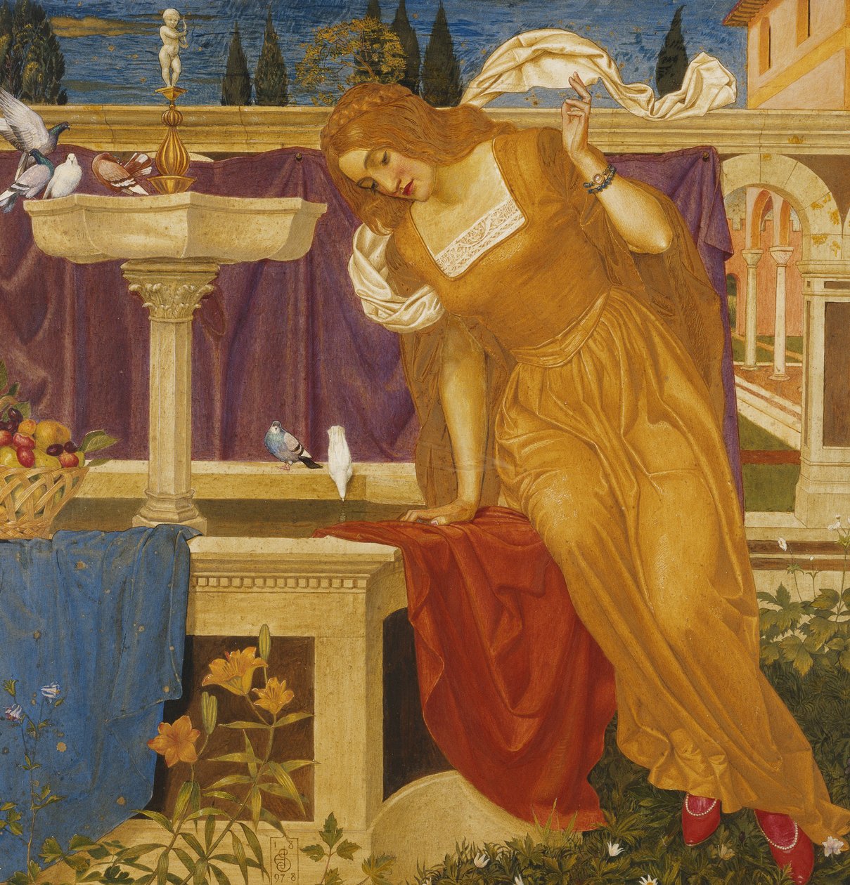Schoonheid die het Beeld van haar Huis in de Fontein Ziet door Joseph Edward Southall