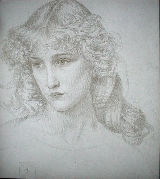 Hoofd van een meisje door Joseph Edward Southall