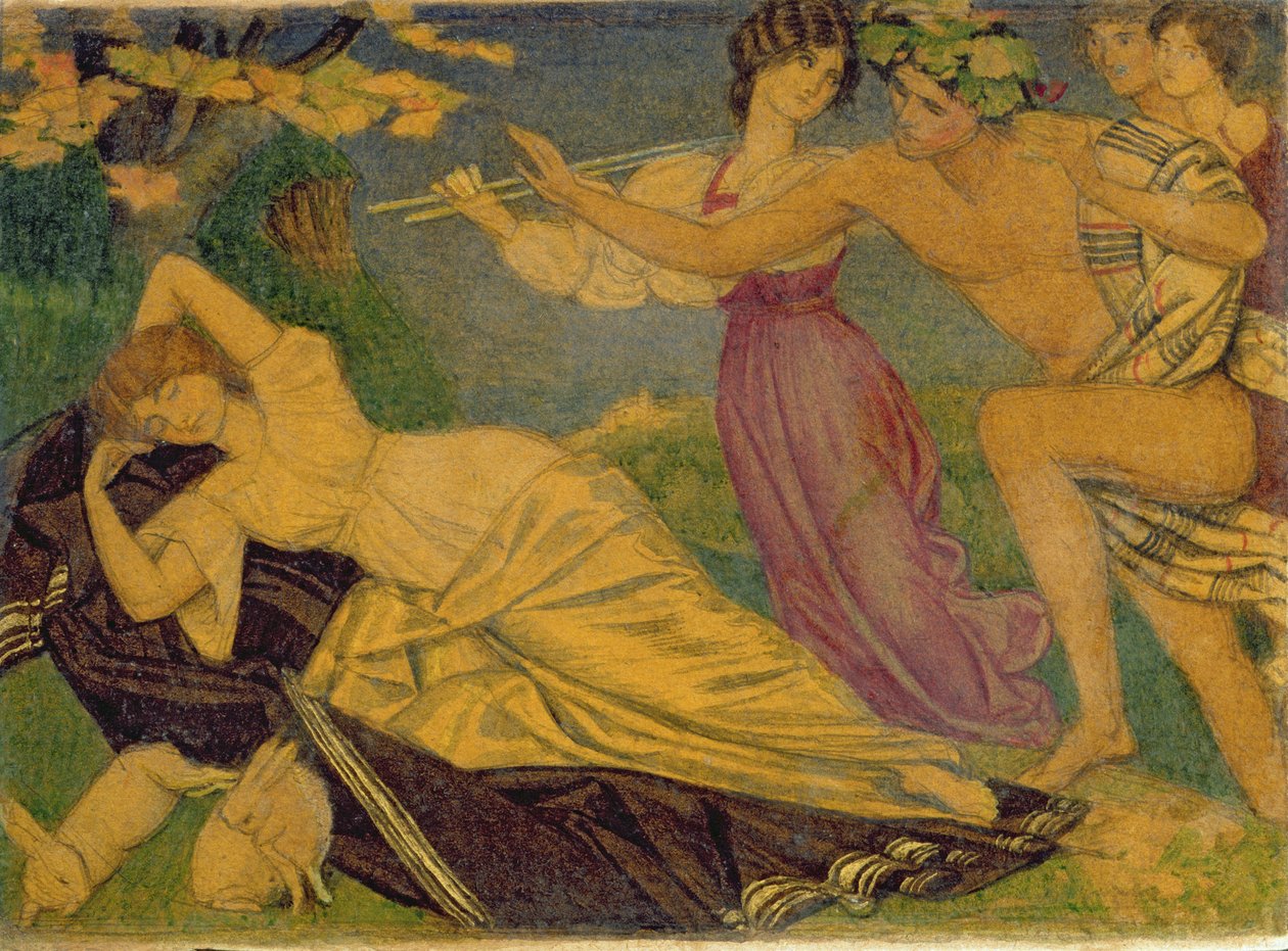 Studie voor Bacchus en Ariadne, ca. 1912 door Joseph Edward Southall
