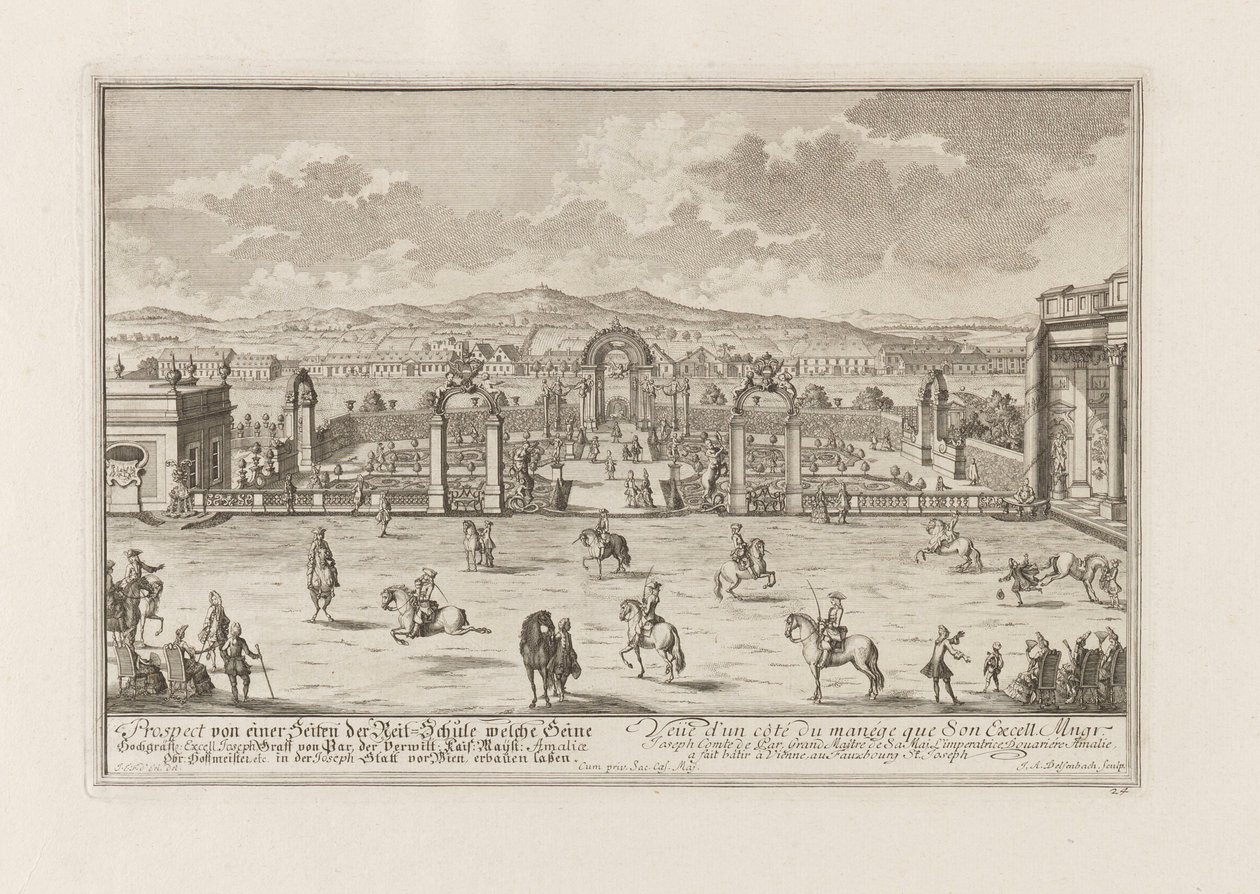 Rijschool van Graaf Paar in Wenen, 1719 door Joseph Emanuel Fischer von Erlach