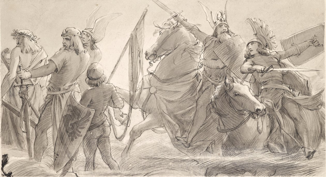 Teutonen trekken ten strijde door Joseph Eugen Hörwarter