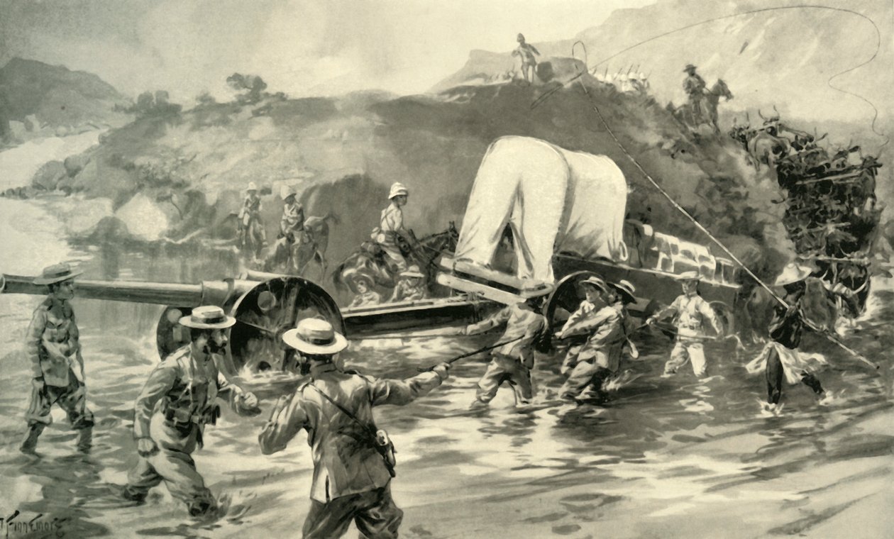 Het 4.7 Marinekanon over de Tugela brengen, 1900 door Joseph Finnemore