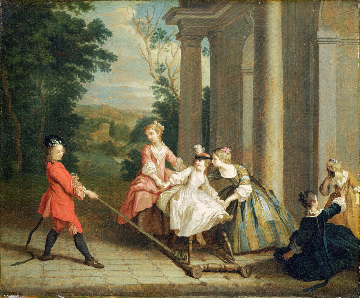 Kinderen spelen met een stokpaard, ca. 1741-47 door Joseph Francis Nollekens
