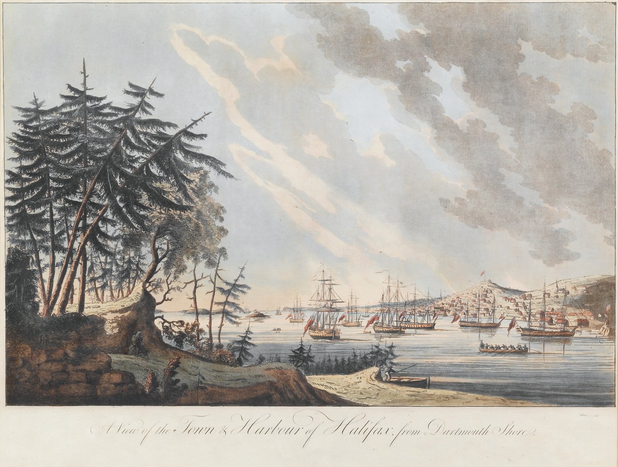 Een uitzicht op de stad en haven van Halifax vanaf Dartmouth Shore door Joseph Frederick Wallet DesBarres