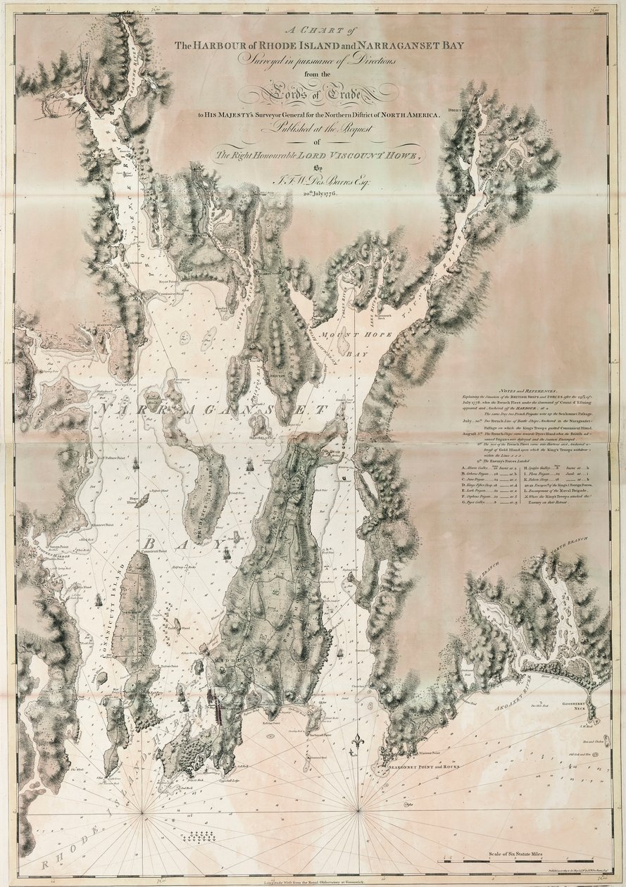 Kaart van Ipswich Bay en Cape Ann, Atlantische kust van Noord-Amerika door Joseph Frederick Wallet DesBarres