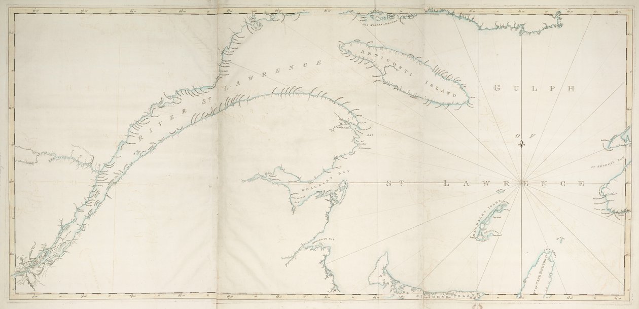 Kaart van de Golf en Rivier van St. Lawrence, c.1778 door Joseph Frederick Wallet DesBarres