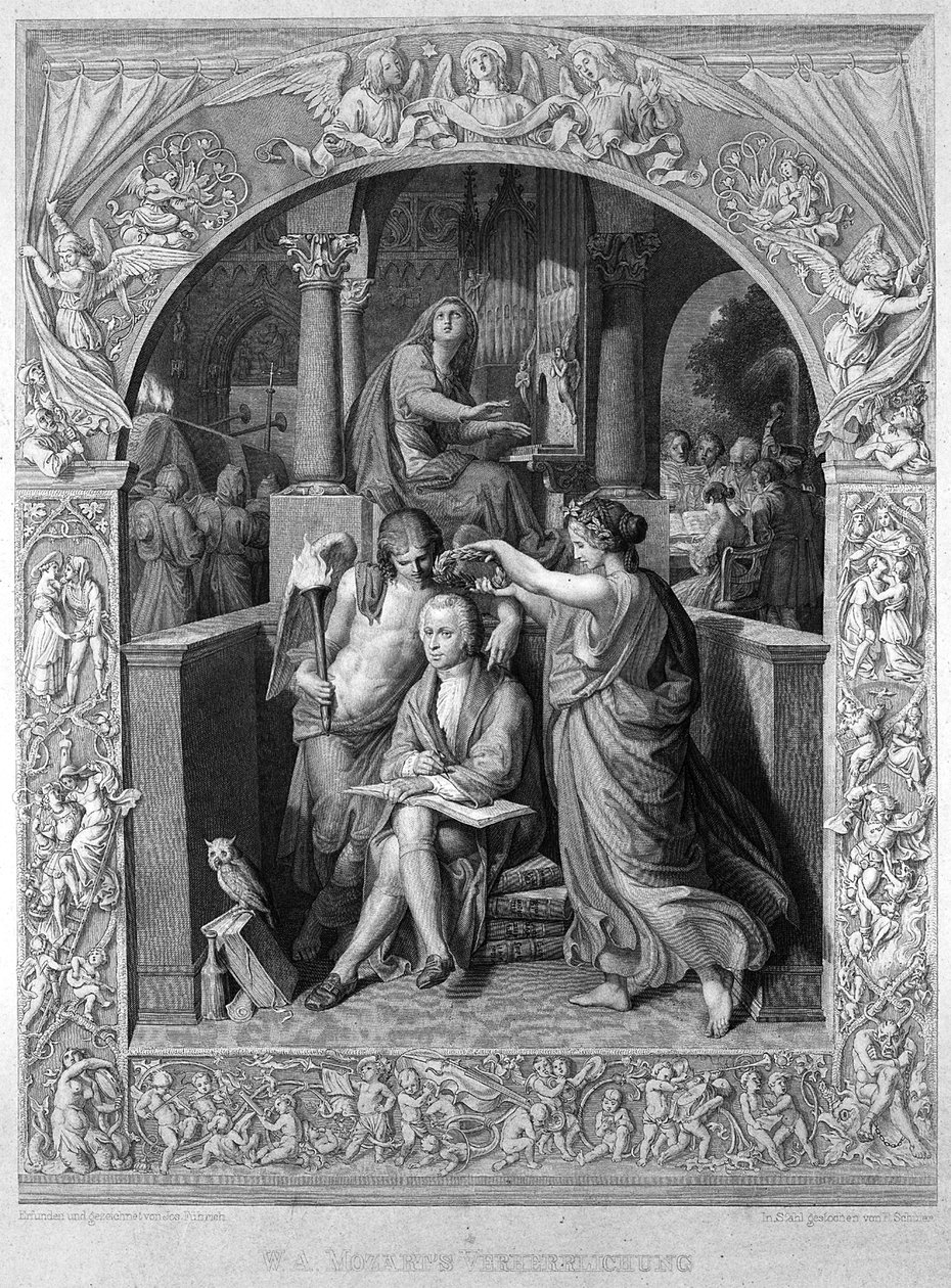 De verheerlijking van Wolfgang Amadeus Mozart, c. 1858 door Joseph Führich Ritter von