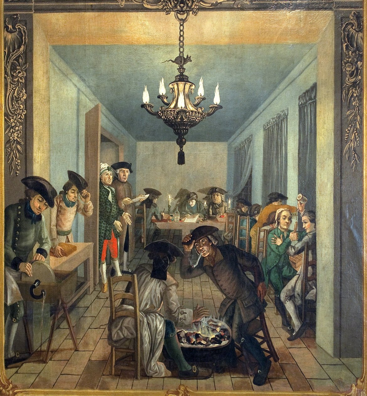 Graveerwerkplaats bij nacht door Joseph Gabriel Rossetti