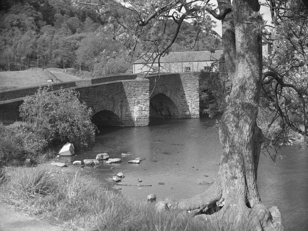 Rivier en brug bij Newby Bridge door Joseph Hardman
