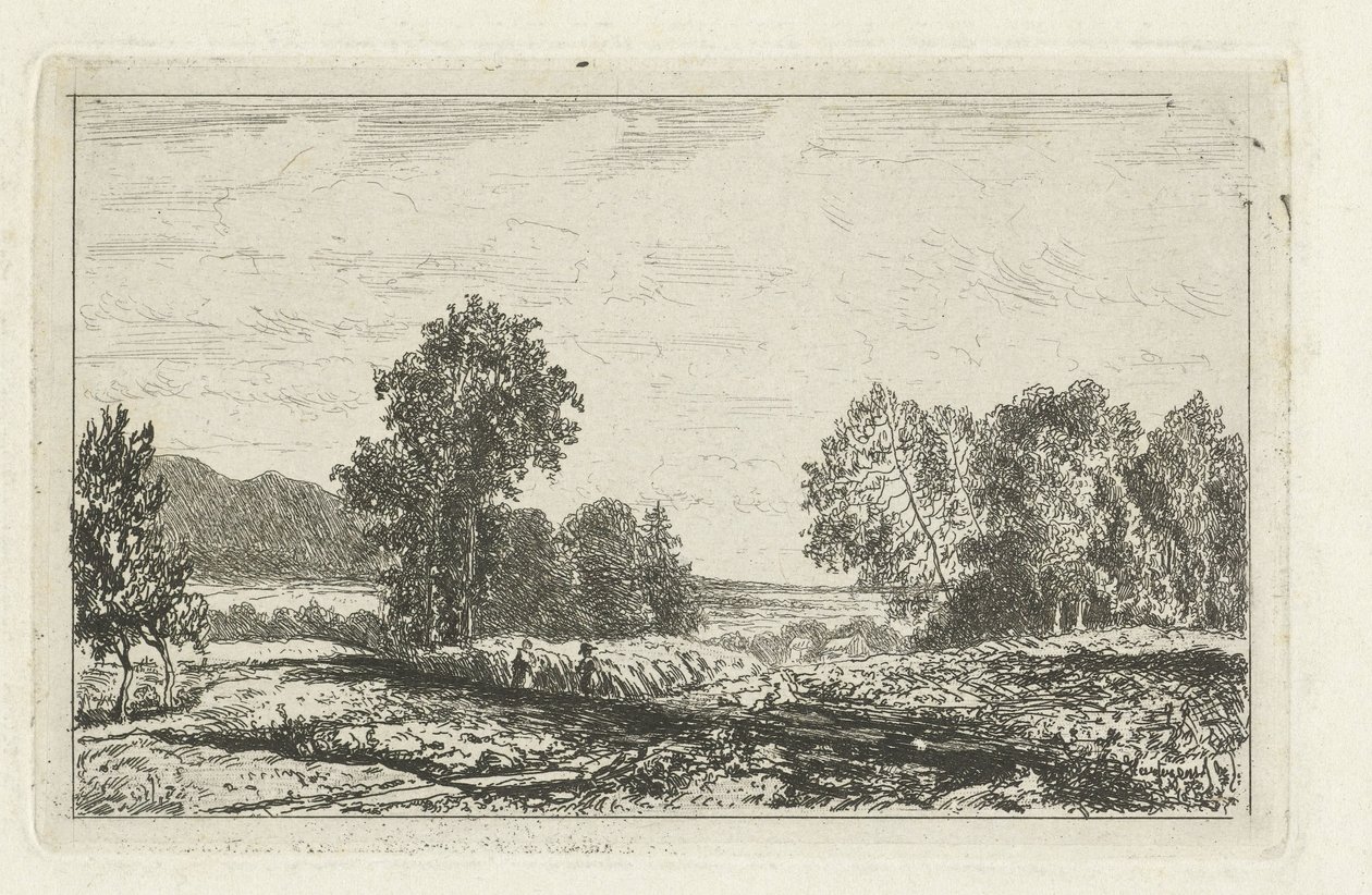 Landschap met twee figuren door Joseph Hartogensis