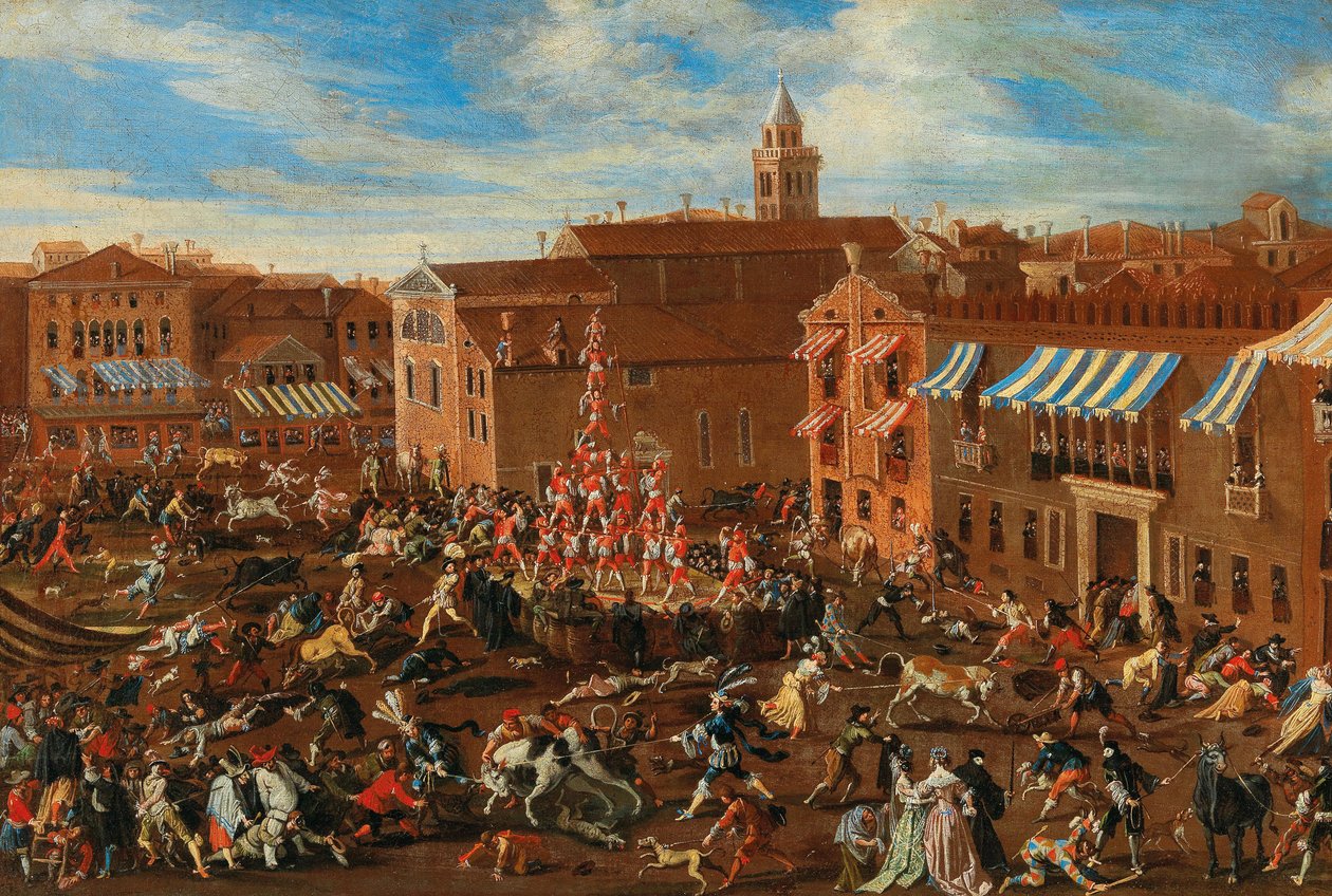Stierenjacht in Campo San Polo door Joseph Heintz the Younger