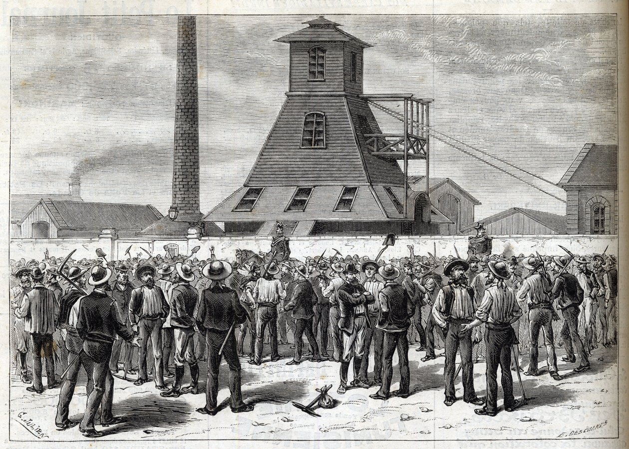 Staking in de Anzin-mijnen (Pas-de-Calais) in 1884 - Greves aux mines d