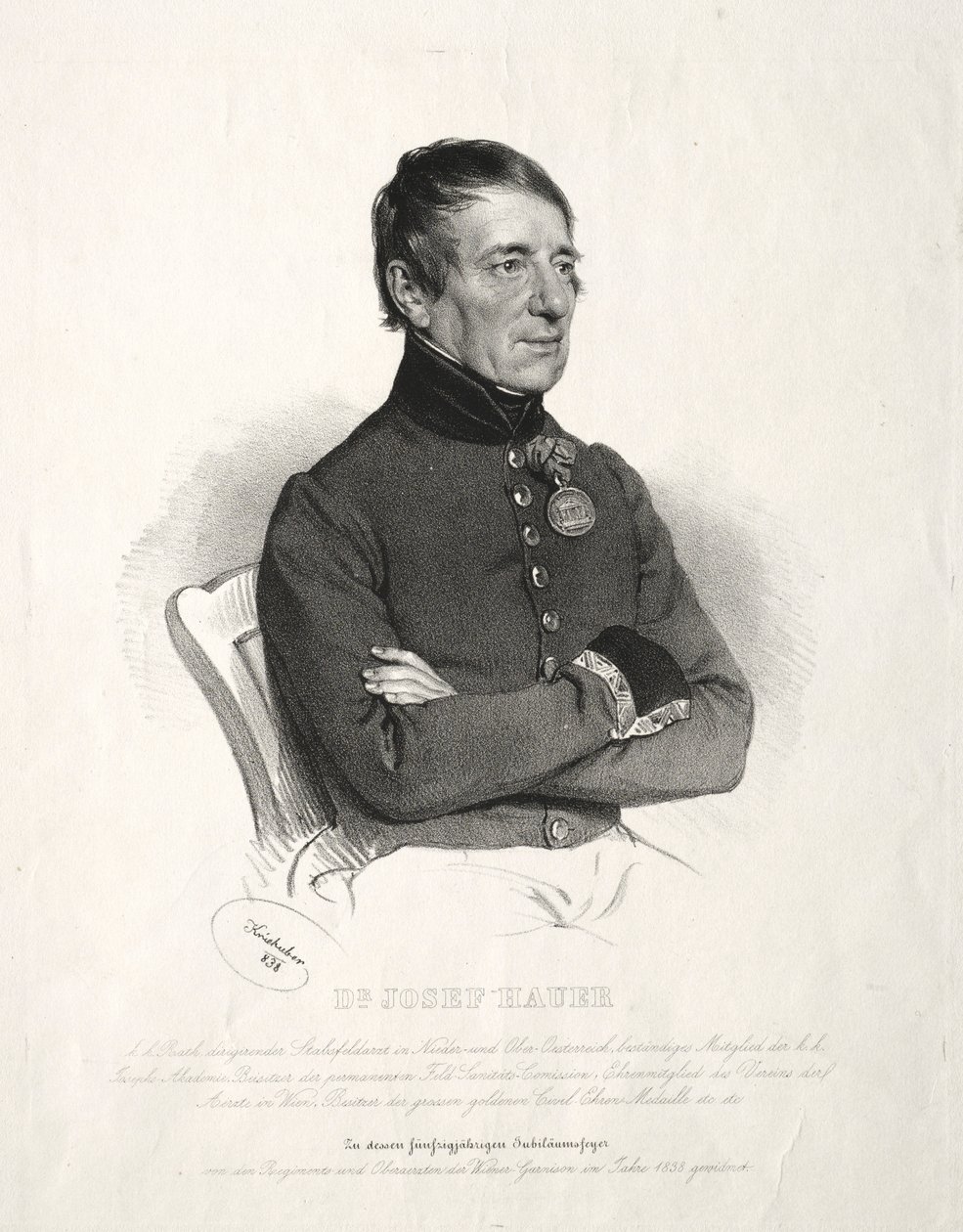 Portret van Dr. Jospeh Hauer door Joseph Kriehuber