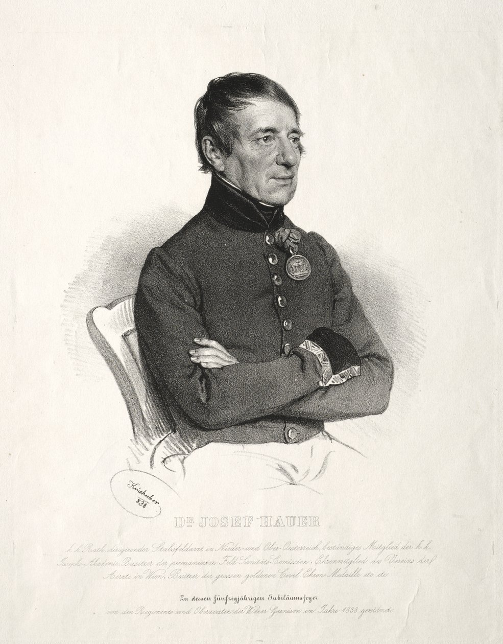 Portret van Dr. Jospeh Hauer door Joseph Kriehuber