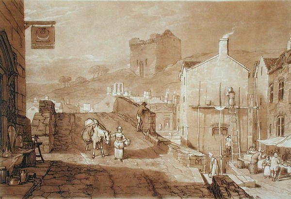 Morpeth, Northumberland, gegraveerd door Charles Turner (1773-1857) gepubliceerd 1808 door Joseph Mallord William (after) Turner