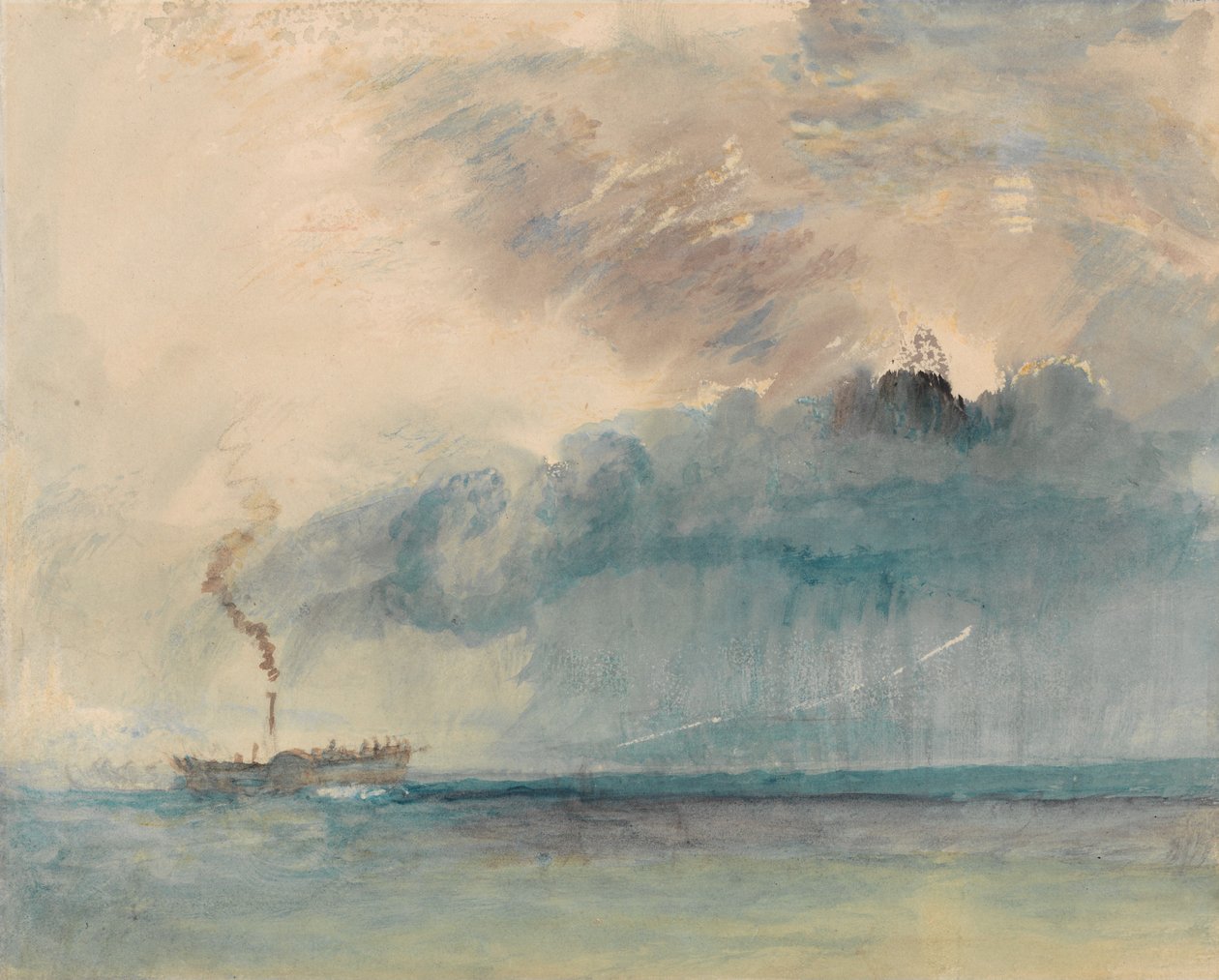 Een raderstoomboot in een storm op het Vierwoudstrekenmeer door Joseph Mallord William Turner