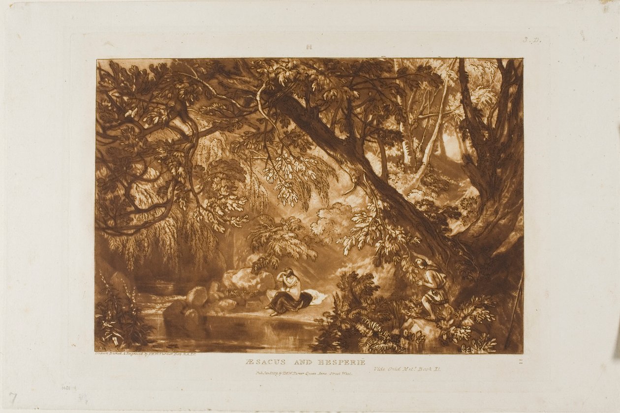 Aesacus en Hesperie, plaat 66 uit Liber Studiorum door Joseph Mallord William Turner