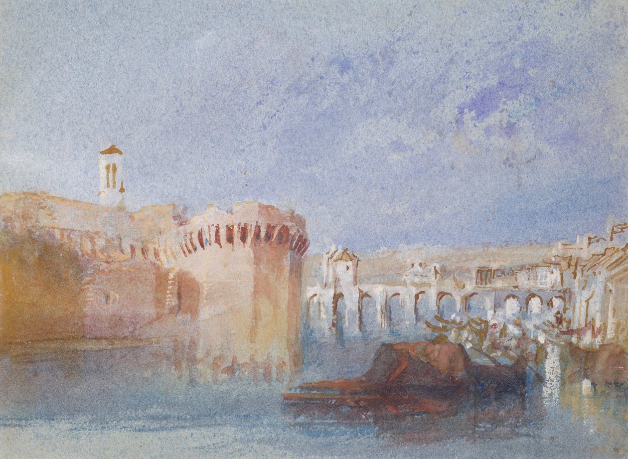 Angers: De stadsmuren van de Doutre met de toren van de kerk van La Trinité door Joseph Mallord William Turner