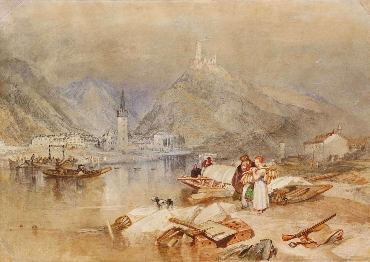 Bernkastel aan de Moezel met de ruïnes van Landshut, ca. 1834 door Joseph Mallord William Turner