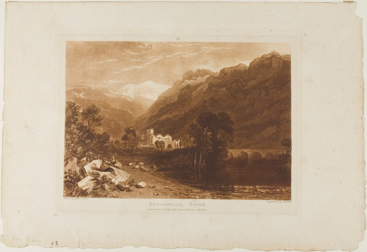 Bonneville, plaat 64 uit Liber Studiorum door Joseph Mallord William Turner
