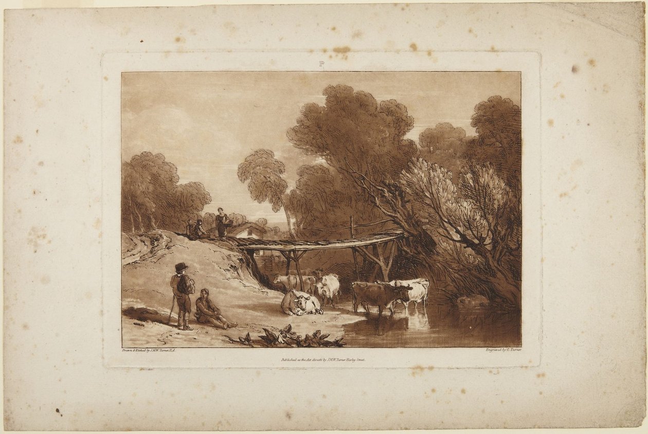 Brug en koeien door Joseph Mallord William Turner