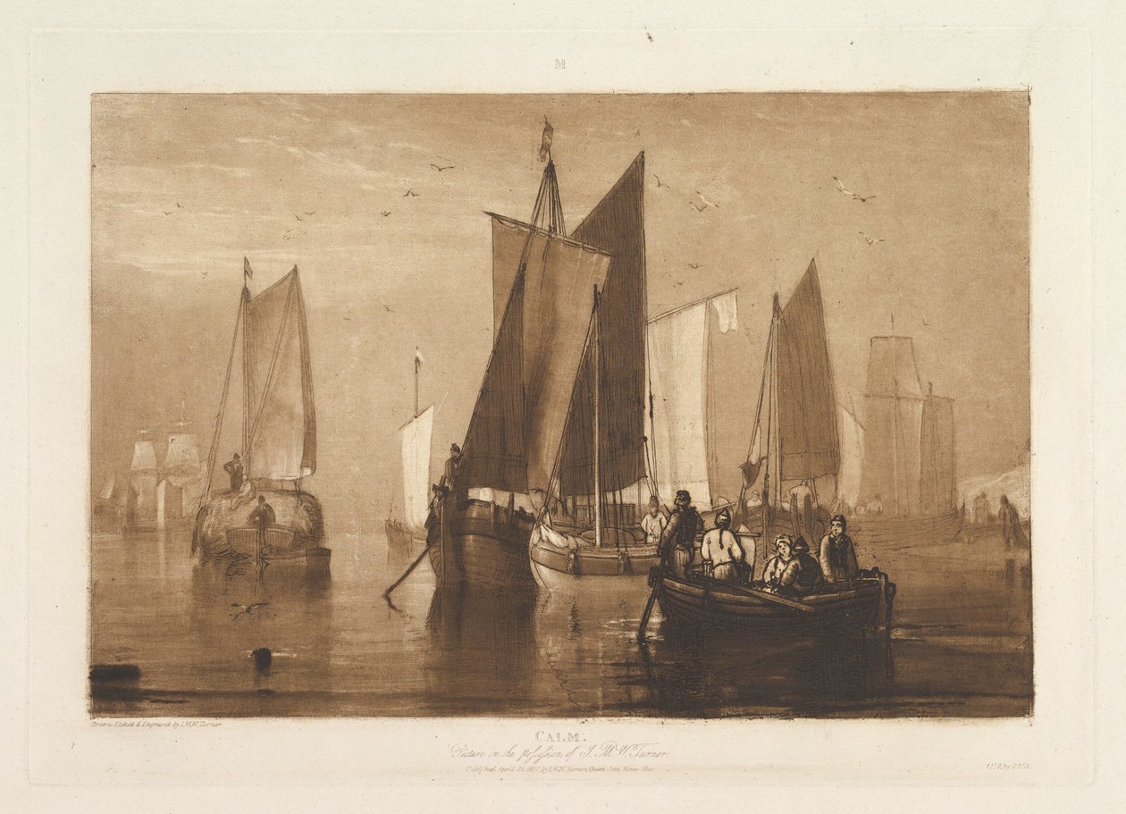 Kalmte, deel IX, plaat 44 uit "Liber Studiorum" door Joseph Mallord William Turner