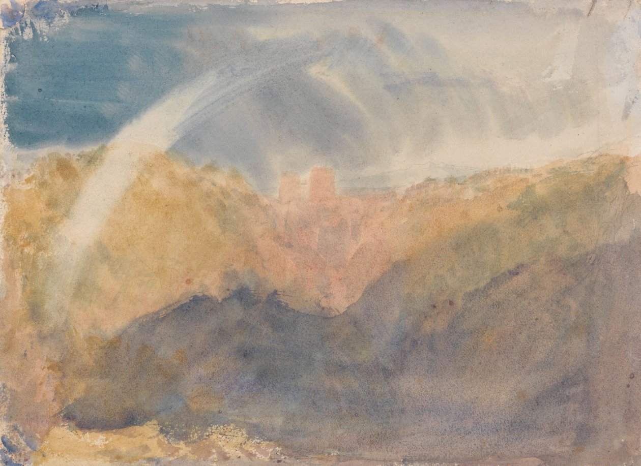 Crichton Castle met een regenboog; kleurstudie door Joseph Mallord William Turner
