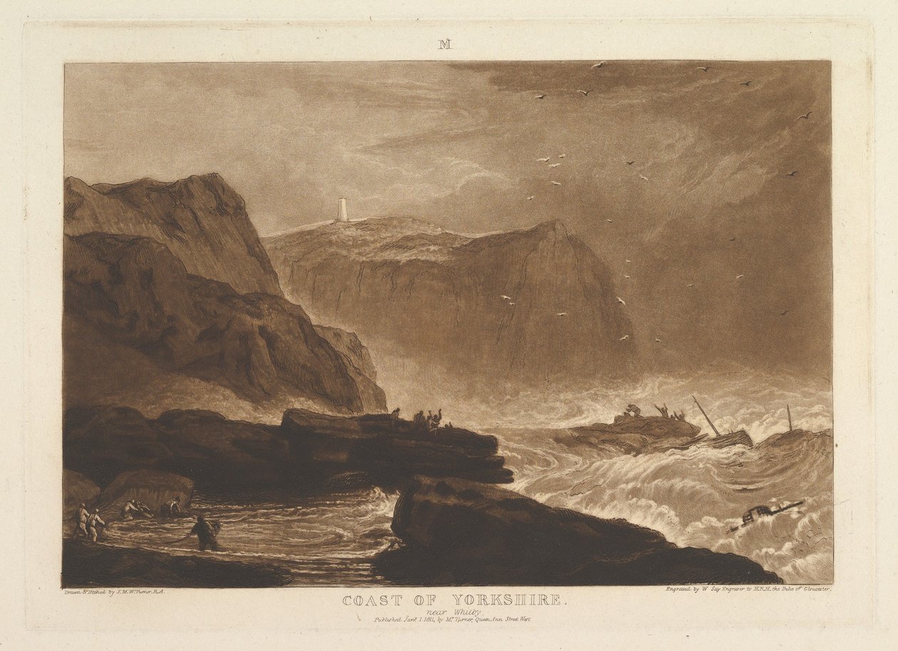 Kust van Yorkshire, Bij Whitby Liber Studiorum, deel V, plaat 24 door Joseph Mallord William Turner
