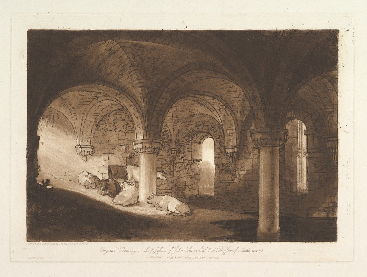 Crypte van Kirkstall Abbey, deel VIII, plaat 39 uit „Liber Studiorum“ door Joseph Mallord William Turner