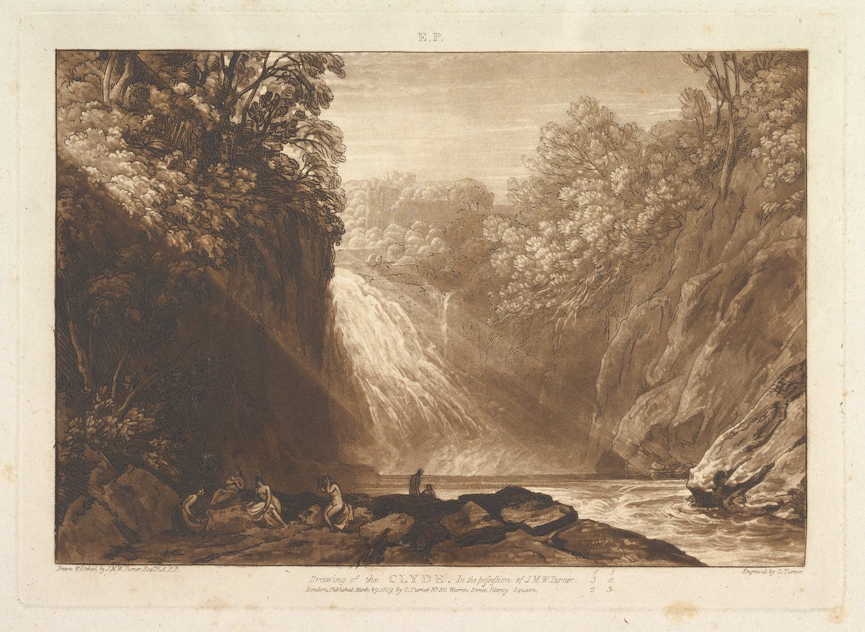 Tekening van de Clyde Liber Studiorum, deel IV, plaat 18 door Joseph Mallord William Turner