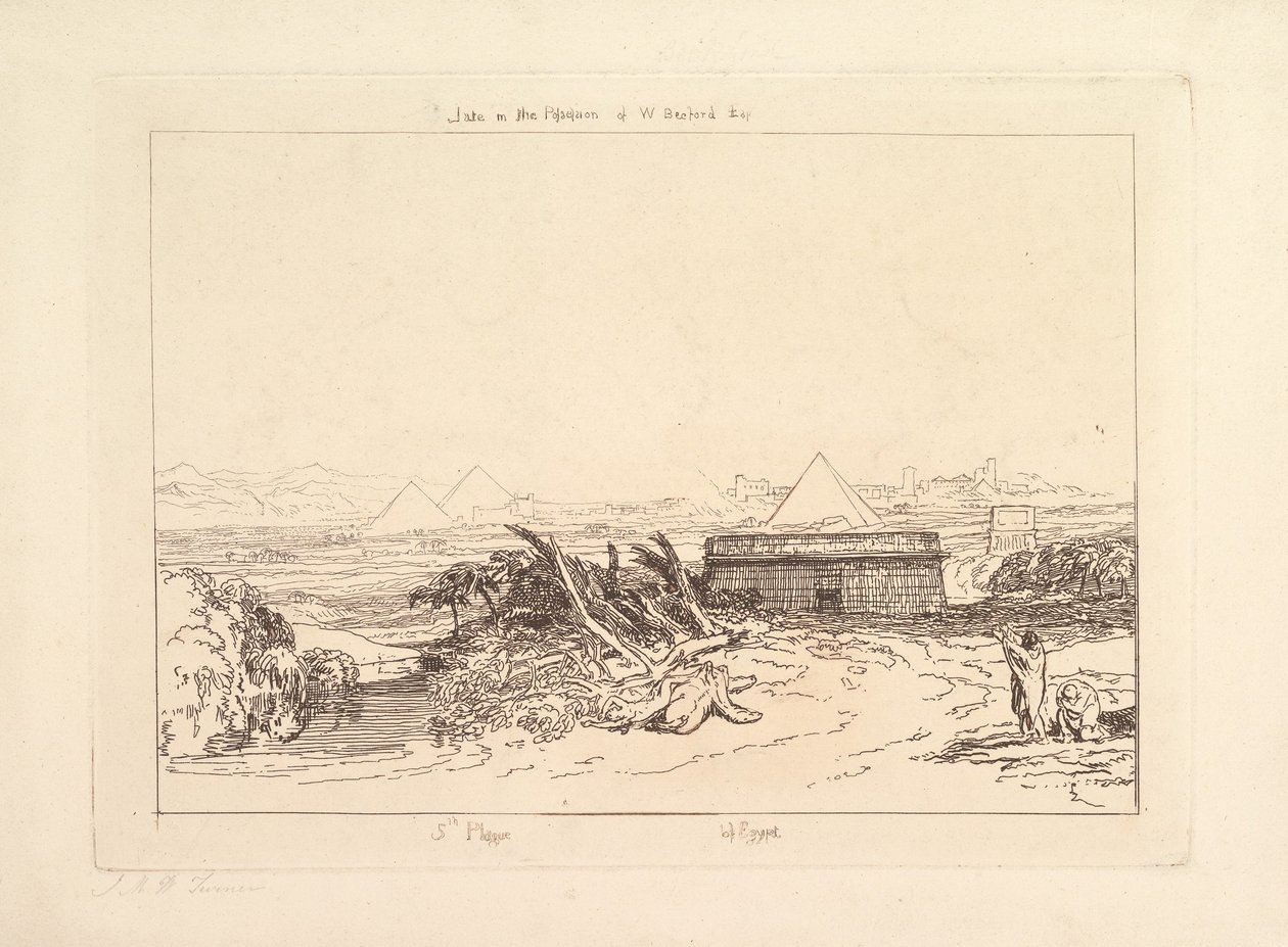 Vijfde plaag van Egypte Liber Studiorum, deel III, plaat 16 door Joseph Mallord William Turner