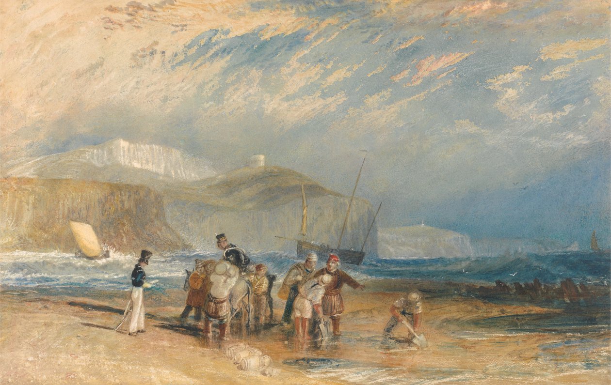 De haven van Folkestone en de kust tot Dover door Joseph Mallord William Turner
