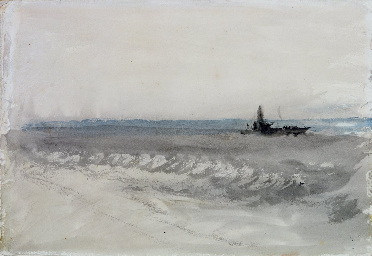 Grijze Zee, Boot aan de Kust, ca. 1840 door Joseph Mallord William Turner