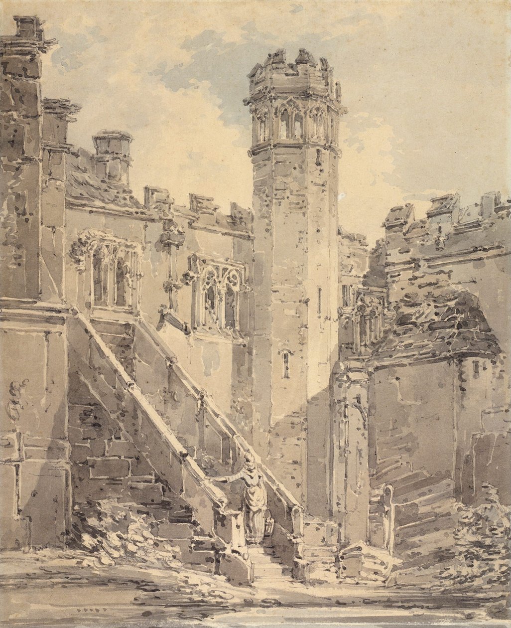 Haddon Hall bij Bakewell, Derbyshire door Joseph Mallord William Turner