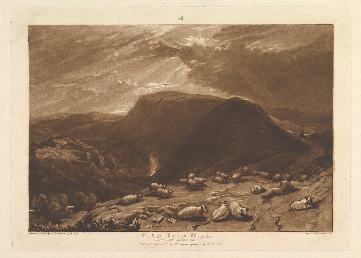 Hind Head Hill, Op de Portsmouth Road Liber Studiorum, deel V, plaat 25 door Joseph Mallord William Turner