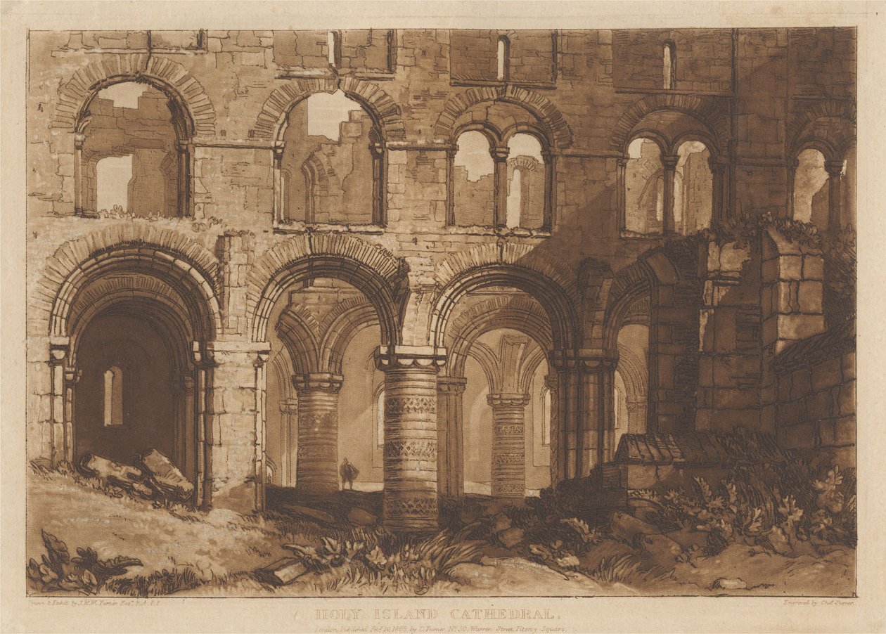 Kathedraal van Holy Island door Joseph Mallord William Turner