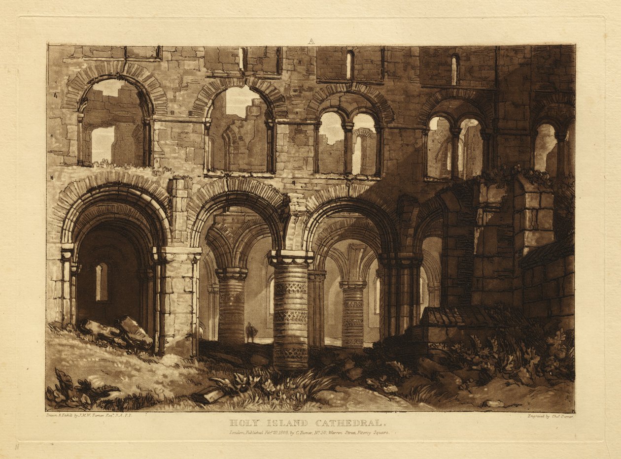 Kathedraal van Holy Island door Joseph Mallord William Turner