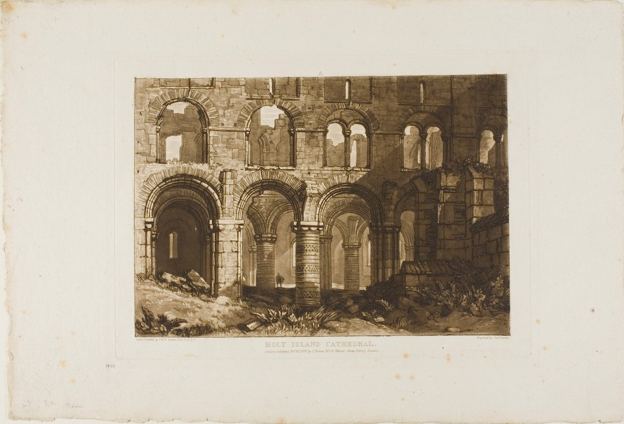 Kathedraal van Holy Island, plaat 11 uit Liber Studiorum door Joseph Mallord William Turner