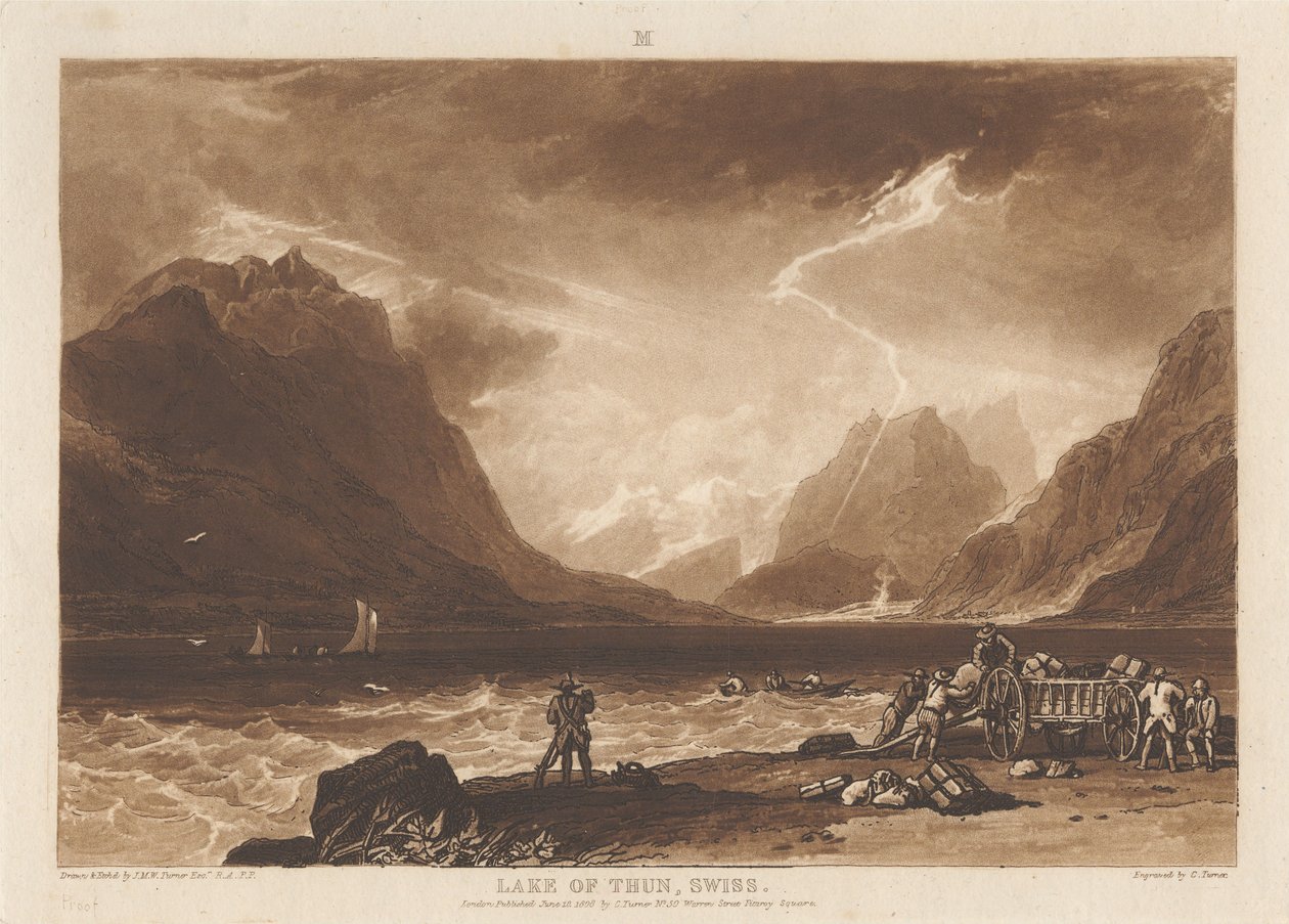 Meer van Thun, Zwitserland door Joseph Mallord William Turner