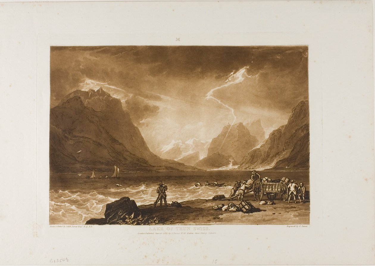 Meer van Thun, plaat 15 uit Liber Studiorum door Joseph Mallord William Turner