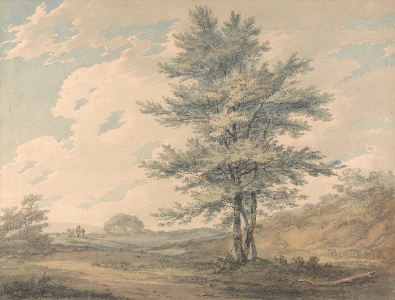 Landschap met bomen en figuren door Joseph Mallord William Turner