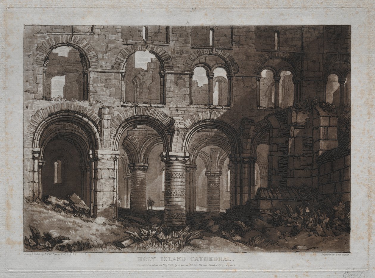 Liber Studiorum: Kathedraal van Holy Island door Joseph Mallord William Turner