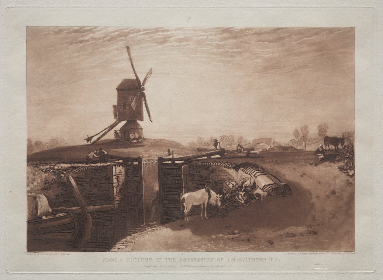 Liber Studiorum: Windmolen en sluis door Joseph Mallord William Turner