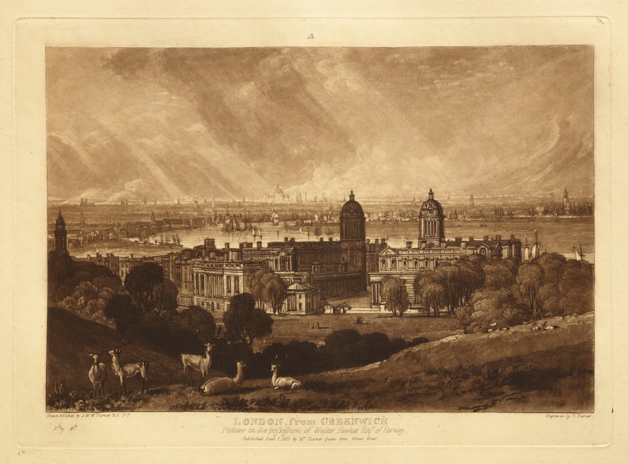 Londen vanaf Greenwich door Joseph Mallord William Turner